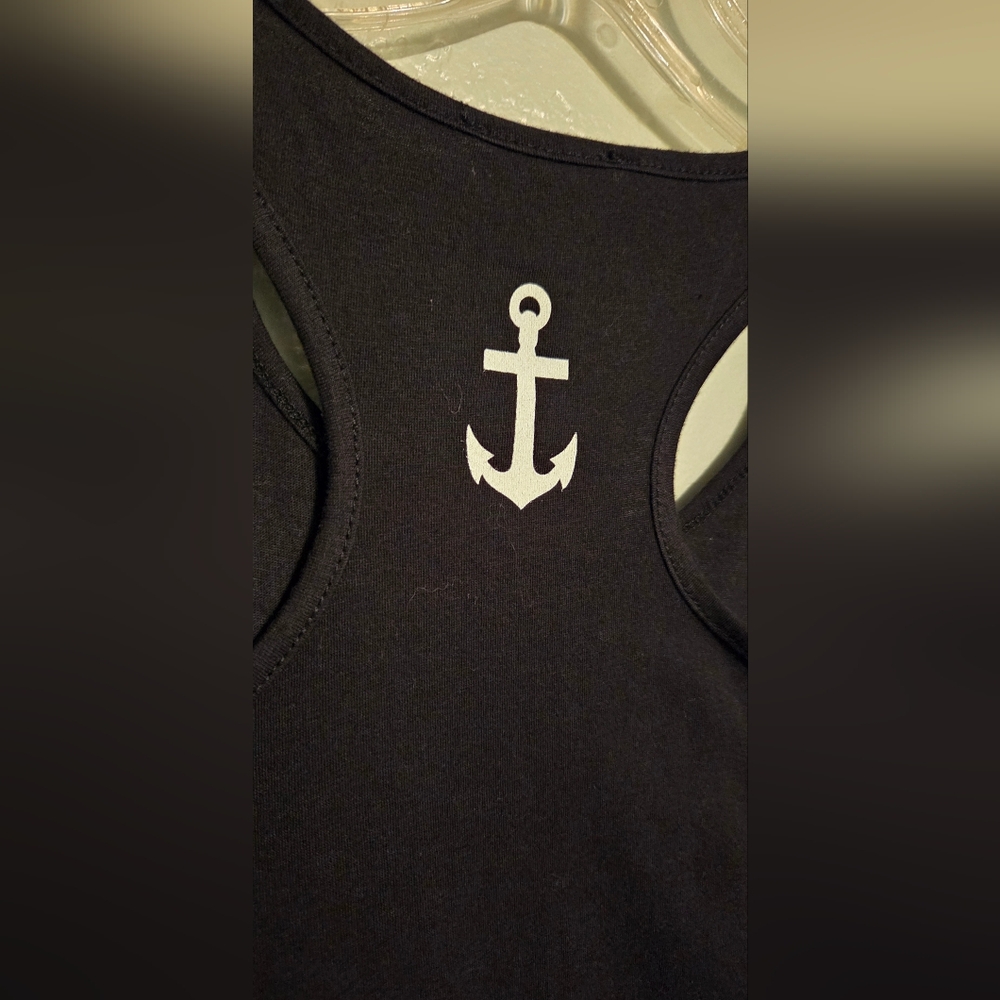 NWT Girls Black Tank Top with Nautical Print Sz 12 - Picture 4 of 4